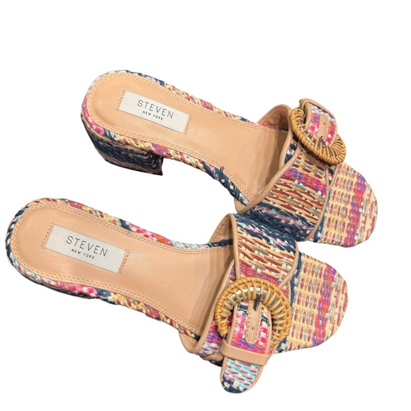 STEVEN NEW YORK Blythe Sandal Multicolor Woven Slide Sandals - Picture 2 of 11